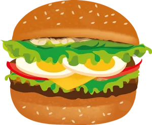 Deluxe Cheeseburger Illustration PNG image