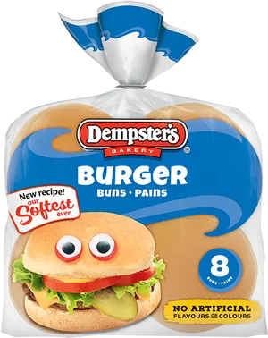 Dempsters Bakery Burger Buns Packaging PNG image