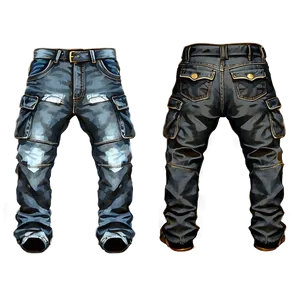 Denim Cargo Pants PNG 06132024