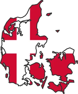 Denmark Flag Map Outline PNG image