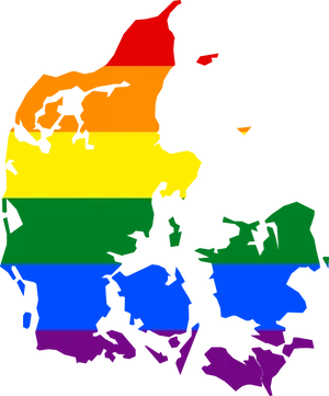 Denmark Map Rainbow Colors PNG image