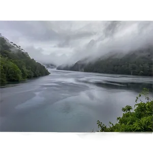 Dense Fog Over Mountain Dam PNG Oxp PNG