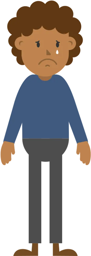 Depressed Cartoon Character Standing PNG image