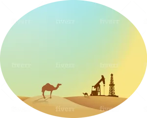 Desert Camel Oil Extraction Illustration PNG image