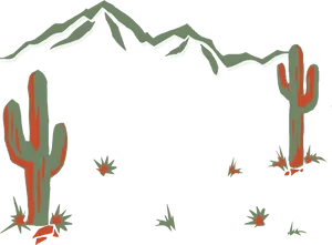 Desert Mountain Silhouettewith Cacti PNG image
