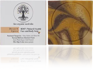 Desert Spice Organic Soap Packaging PNG image