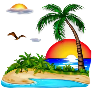 Deserted Island Sunset Png Uyd80 PNG image