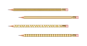 Designer Gold Pattern Pencils PNG image