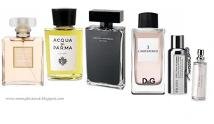 Designer Perfume Bottles Collection PNG image