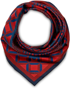 Designer Redand Blue Geometric Scarf PNG image