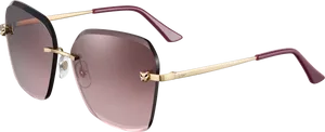 Designer Rimless Sunglasses Maroon Accents PNG