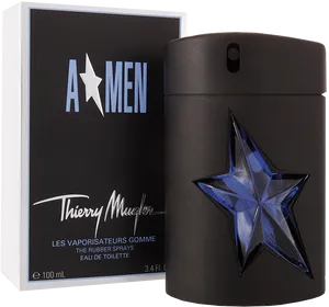 Designer Star Shaped Men Perfume Bottleand Packaging PNG image