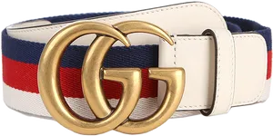 Designer Striped Beltwith Gold Buckle PNG