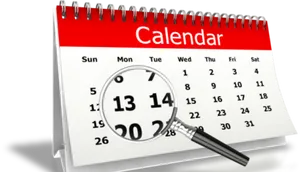 Desk Calendarwith Magnifying Glass PNG image
