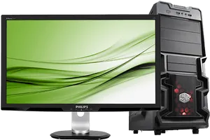 Desktop P Cand Monitor Setup PNG image