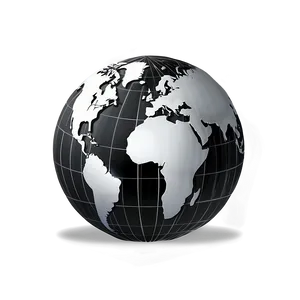 Detailed Black And White Globe Illustration Png 06282024 PNG image