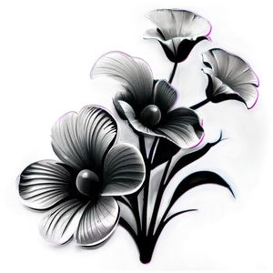 Detailed Black White Flowers Png 06282024 PNG image