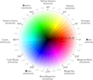 Detailed Color Wheelwith Labelsand Degrees PNG image