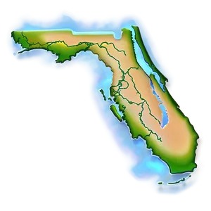 Detailed Florida Coast Outline PNG Rxy88 PNG