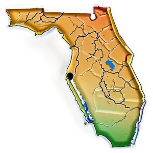 Detailed Florida Coast Outline PNG Tmn43 PNG