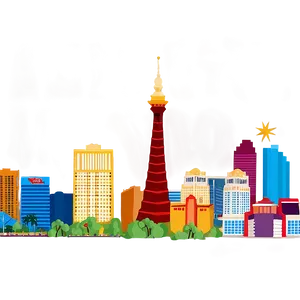 Detailed Las Vegas Skyline PNG 80