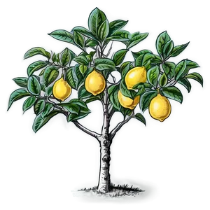 Detailed Lemon Tree Sketch Png 06212024 PNG image