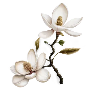 Detailed Magnolia Flower Drawing PNG Vje PNG