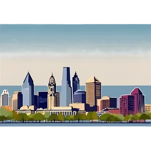 Detailed Philadelphia Skyline Illustration Png Brv59 PNG image