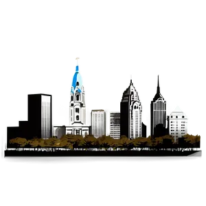Detailed Philadelphia Skyline Illustration PNG Onf26 PNG