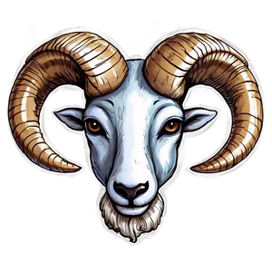 Detailed Ram Head Sketch PNG Ahw