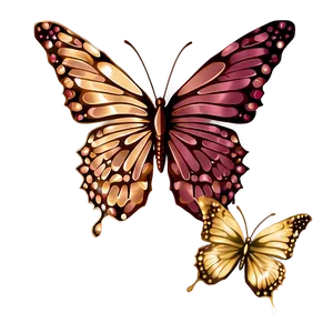 Detailed Rose Gold Butterfly PNG 06282024