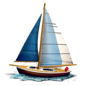 Detailed Sailboat Illustration PNG 4