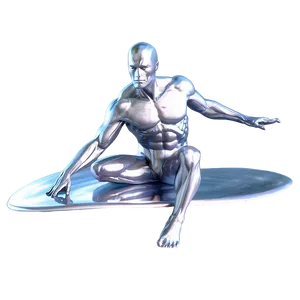 Detailed Silver Surfer Rendering PNG 6