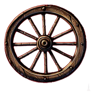 Detailed Wagon Wheel Sketch PNG Gng