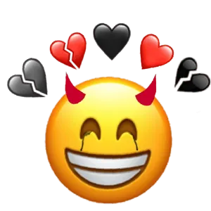 Devilish Grin Emojiwith Hearts PNG image