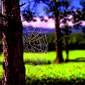 Dewy Spider Web Nature Backdrop PNG image