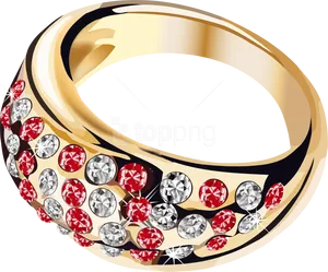 Diamond Encrusted Gold Ring PNG image