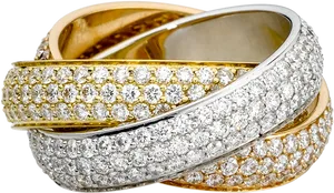 Diamond Encrusted Gold Rings PNG image