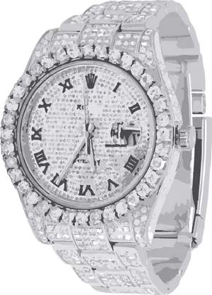 Diamond Encrusted Luxury Watch PNG image