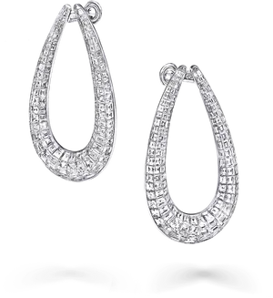 Diamond Hoop Earrings Reflection PNG image