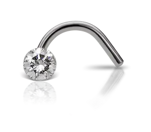 Diamond Nose Stud Silver Curved Barbell PNG image