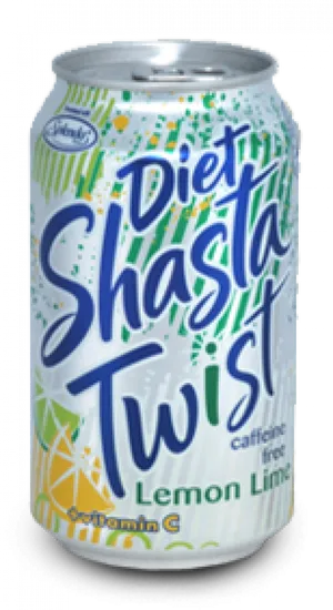 Diet Shasta Twist Lemon Lime Soda Can PNG image