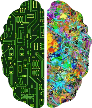 Digital Analog Brain Art PNG image