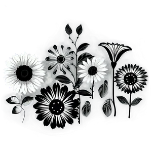 Digital Black And White Flowers PNG 06282024