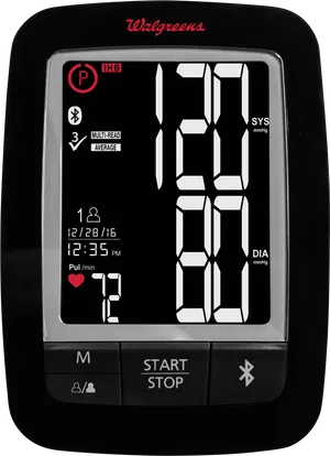 Digital Blood Pressure Monitor Display Walgreens PNG image
