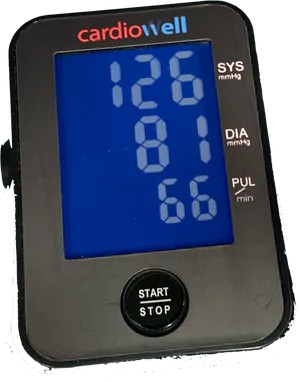 Digital Blood Pressure Monitor Reading PNG image
