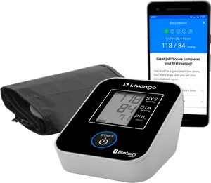Digital Blood Pressure Monitorand Smartphone App PNG image
