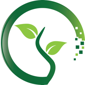 Digital Green Leaf Logo Design PNG image