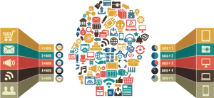 Digital Information Flow Infographic PNG
