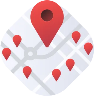 Digital Map Location Pins Graphic